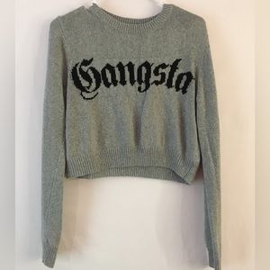 Cropped Gangsta Grey Sweater Forever 21